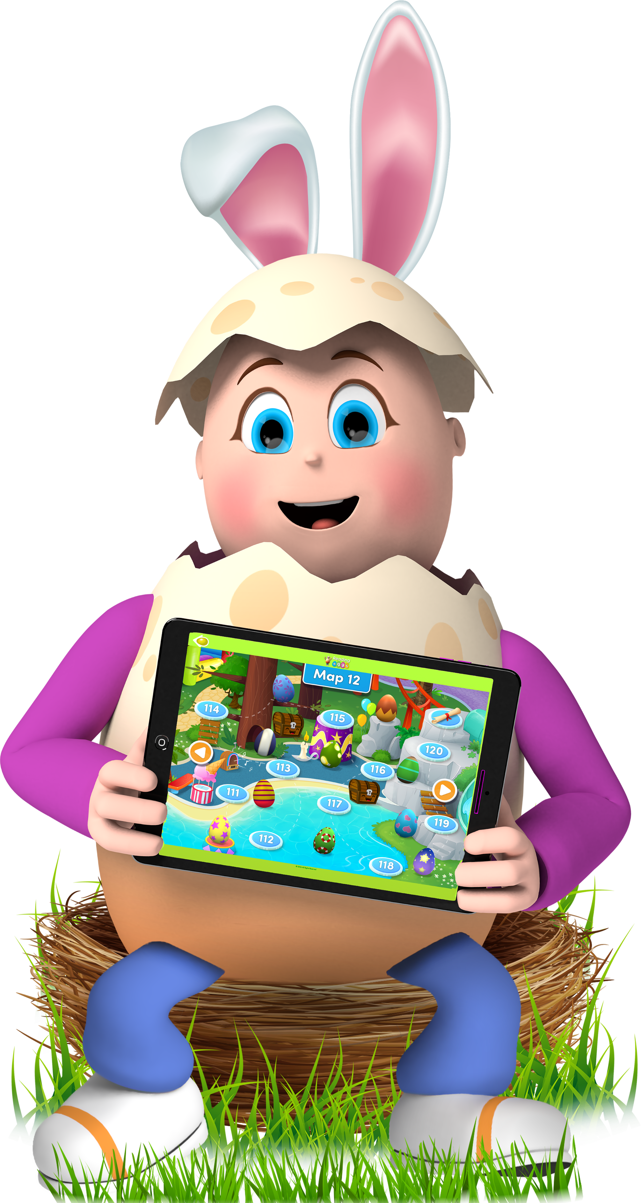 reggie with ears and ipad